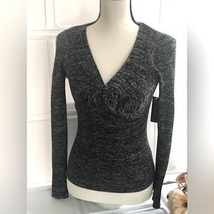 Brand New- No Boundaries- Metallic Black - Twist Front Sweater